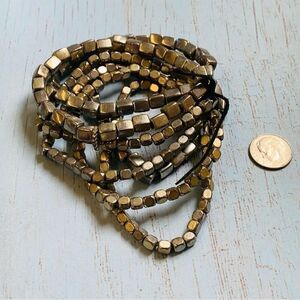 Marlyn Schiff Set of 7 Silver Beaded Stretch Bracelets
